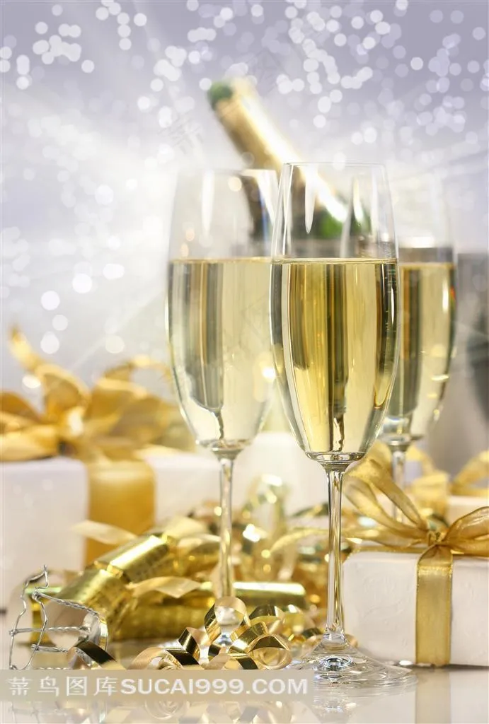 圣诞派对生日晚会香槟美酒喜庆素材