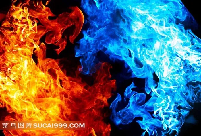高清红色和蓝色火焰图片下载