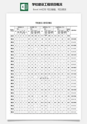 学校建设工程项目概况excel模板预览图