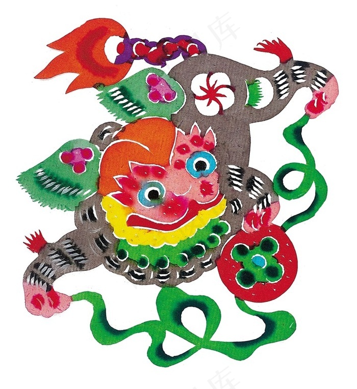 卡通狮子剪纸图片 - 菜鸟图库