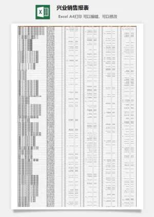 兴业销售报表excel模板预览图