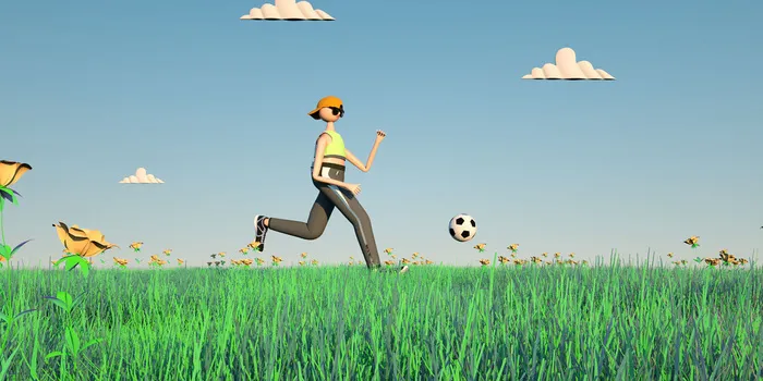 绿色草地夏季运动足球卡通人物ip形象