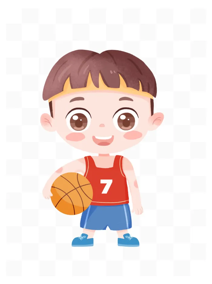 少儿兴趣班小男孩打篮球手绘插画