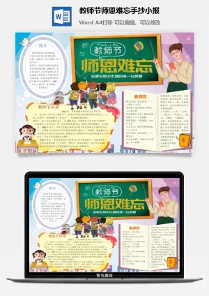 教师节师恩难忘手抄小报预览图