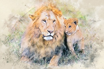 狮子绘画图片