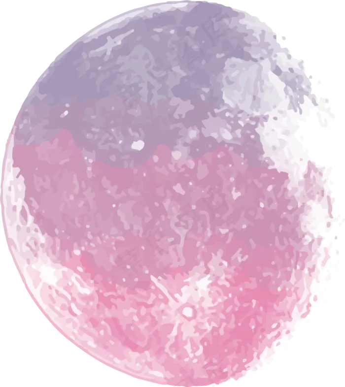 月球星空素材_紫色梦幻水彩星球