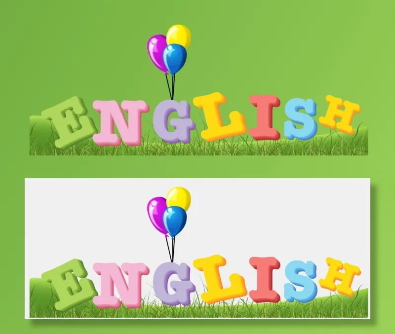 英文 英语 气球 草地 学习