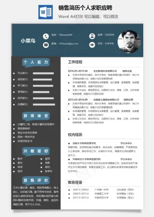销售简历个人求职应聘预览图