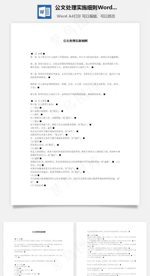 公文处理实施细则Word文档预览图