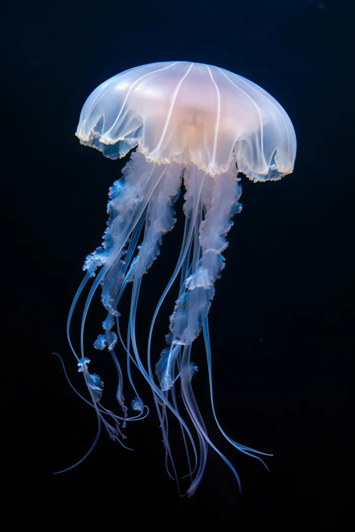 海洋里的发光水母摄影图 