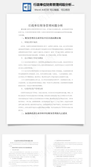 行政单位财务管理问题分析word文档预览图