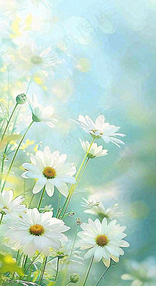 绿色清新野菊花特写春夏花朵摄影图