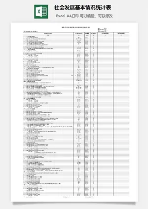 社会发展基本情况统计表excel模板预览图