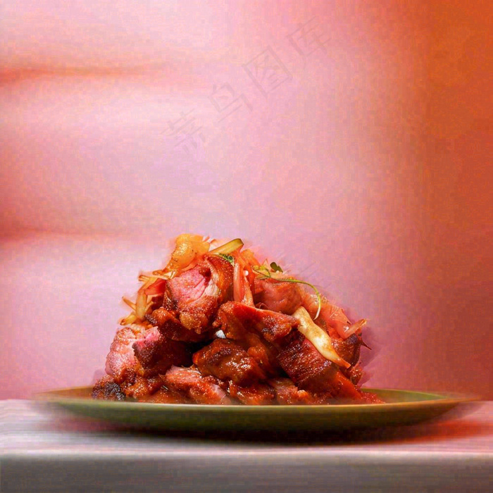 美食寿司水果烤肉拼盘蔬菜，朦胧摄影质感摄影图