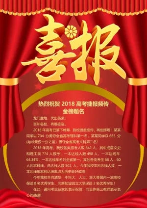 喜报战报海报贺喜金榜题名预览图
