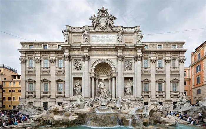 欧洲建筑喷泉雕塑风景画