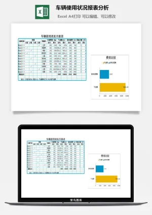 车辆使用状况报表分析excel模板预览图
