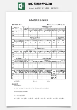单位帮困救助情况表excel模板预览图