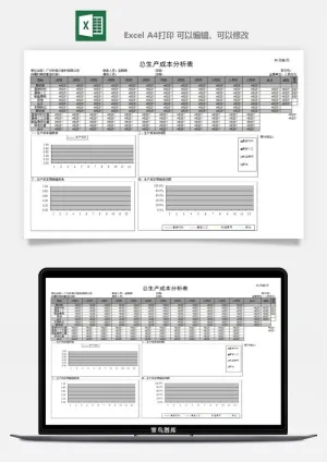 财务日报表指标收支出营收分析表excel表格模板素材预览图