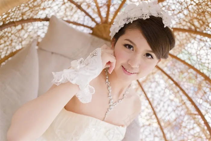 白色婚纱漂亮的新娘美女婷怡写真素材大图