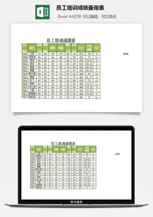 员工培训成绩查询表excel模板预览图