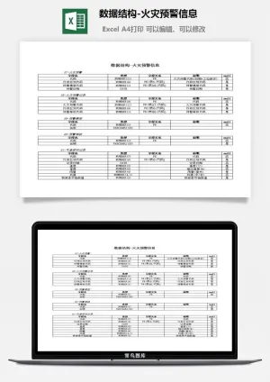 数据结构-火灾预警信息excel模板预览图