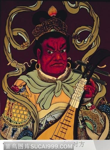 东方持国天王门神图像年画