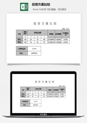 投资方案比较excel模板预览图