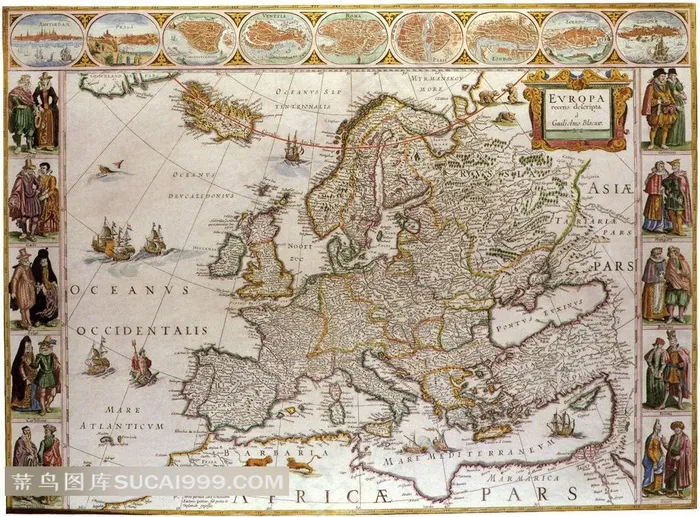 欧洲手绘插画地图