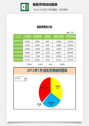 销售费用结构图表excel模板预览图