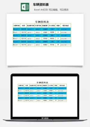 车辆资料表excel模板预览图