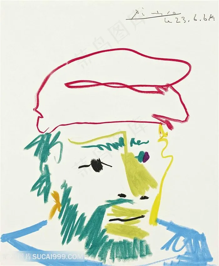 毕加索男性抽象派油画图片
