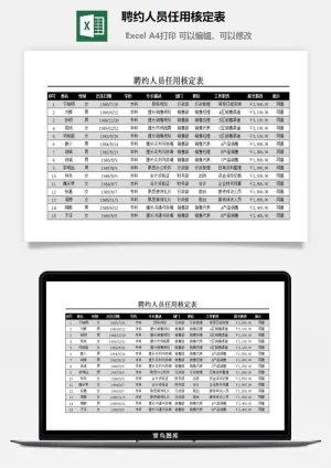 聘约人员任用核定表excel模板预览图