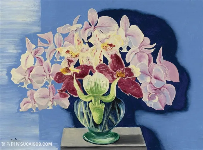 欧美现代绘画-唯美花卉花瓶油画