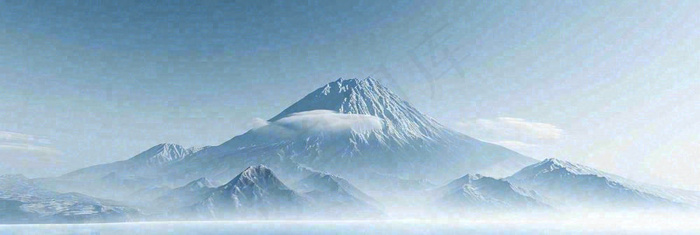 高山云层冰山雪山云雾意境，自然风景摄影图