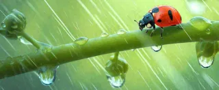 春天雨水叶子绿叶上的七星瓢虫，虫类，谷雨春分摄影图