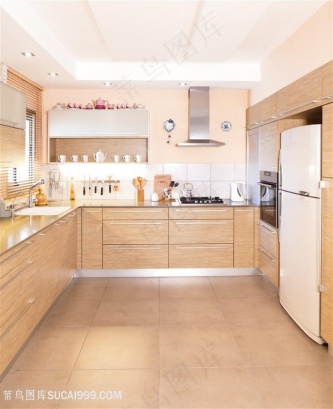 北欧风暖色系厨房高清摄影图片