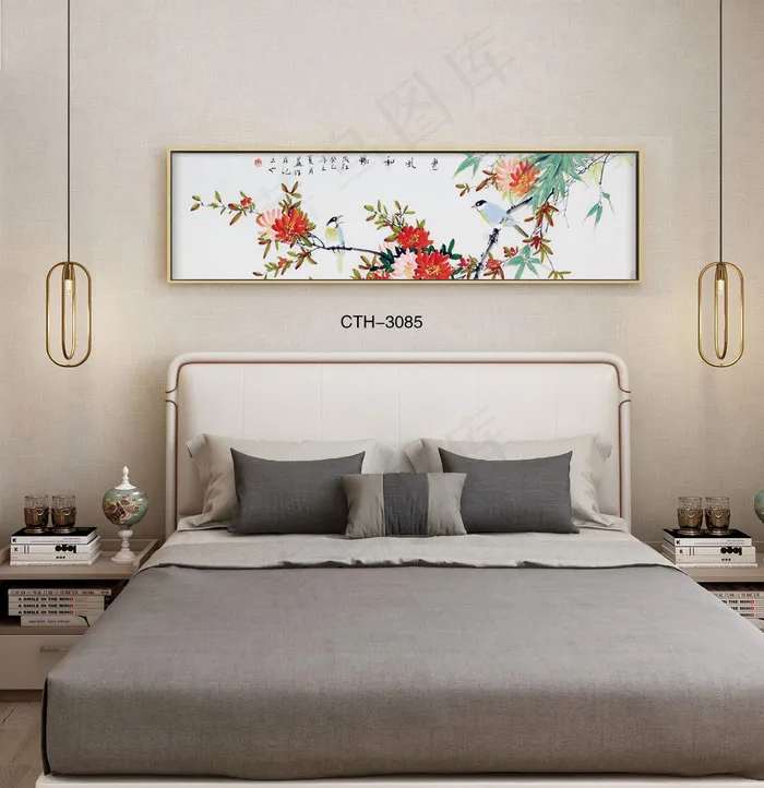 轻奢晶瓷装饰画客厅沙发背景墙卧室酒店样板间房间模型羽毛现代抽象风