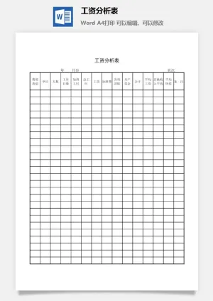 工资分析表word模板预览图