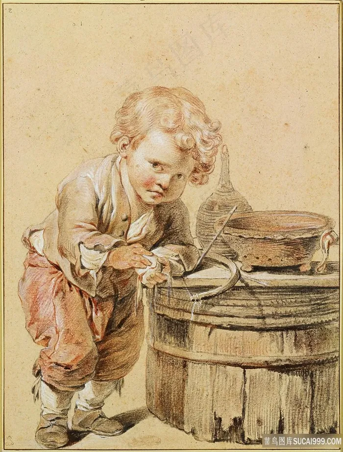 让-巴蒂斯·热鲁兹(1725-1805)-男孩与破碎的鸡蛋油画图片