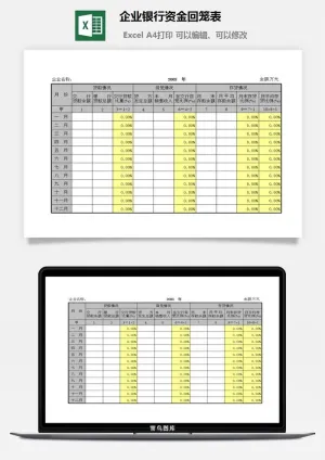 企业银行资金回笼表excel模板预览图