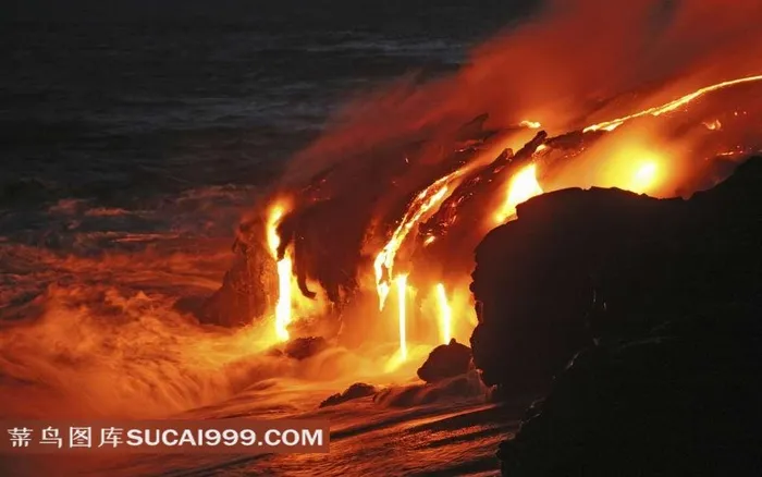 夏威夷火山岩浆摄影素材