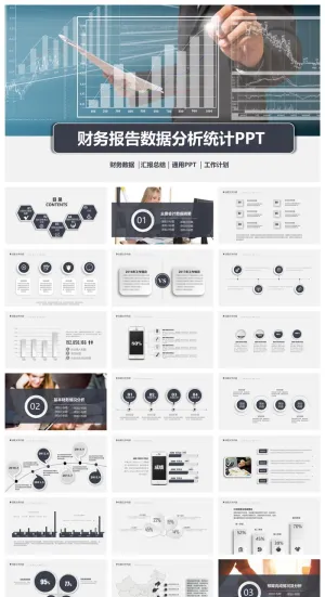 蓝色财务报告数据分析统计预览图