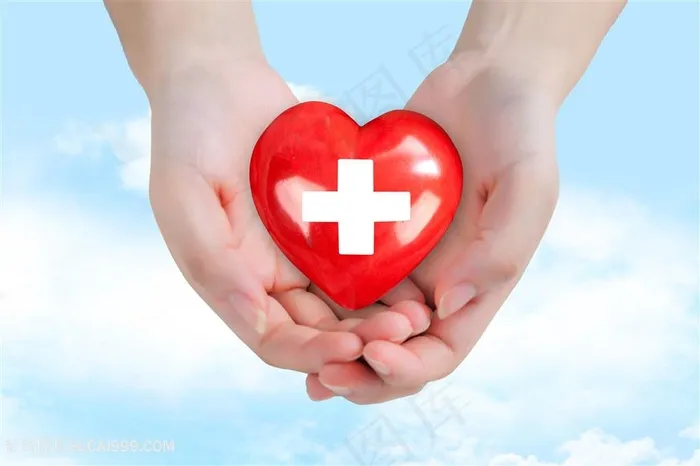 健康保险红色爱心十字会手势图片素材
