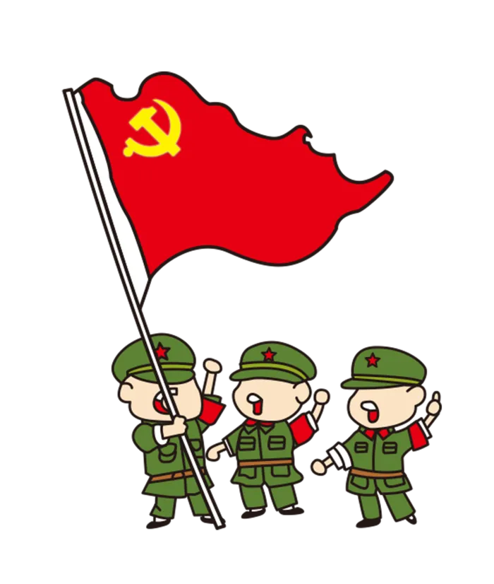 手绘卡通建军节军人红旗