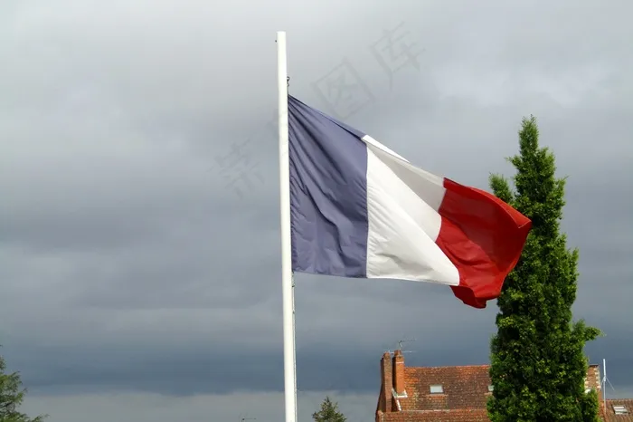 法国国旗飘扬图片