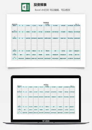 投资报表excel模板预览图