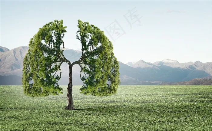 创意广告设计树木之肺图片