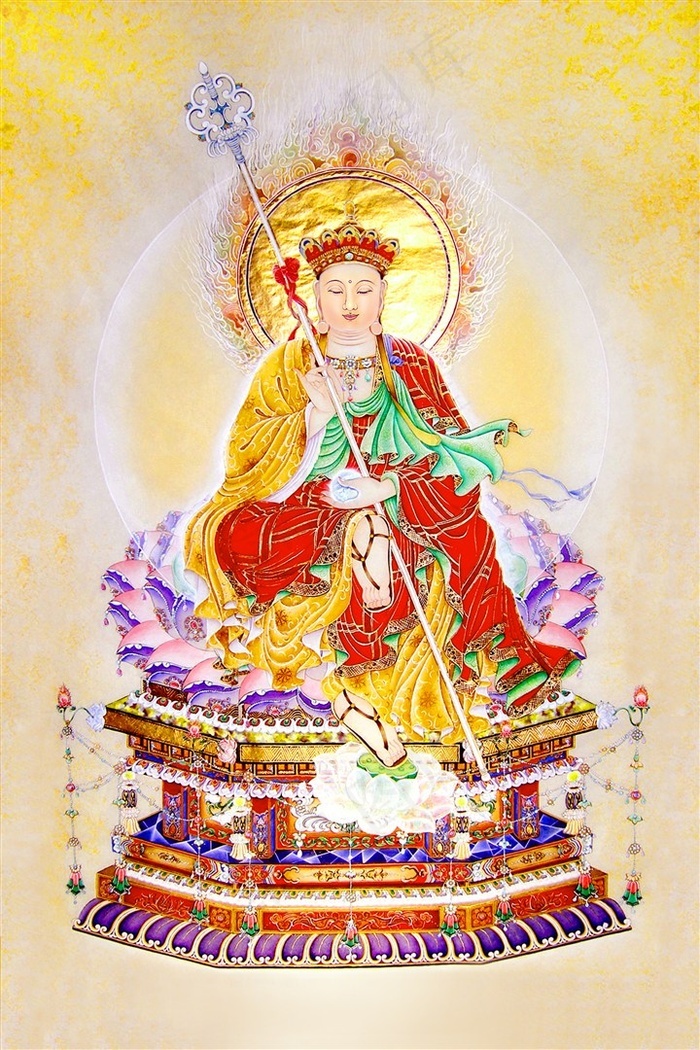 金色油画地藏菩萨 - 菜鸟图库