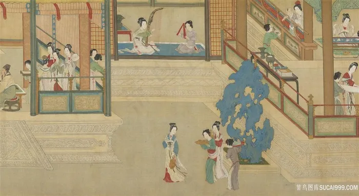 第四幅汉宫春晓图皇宫内女子绘画图片